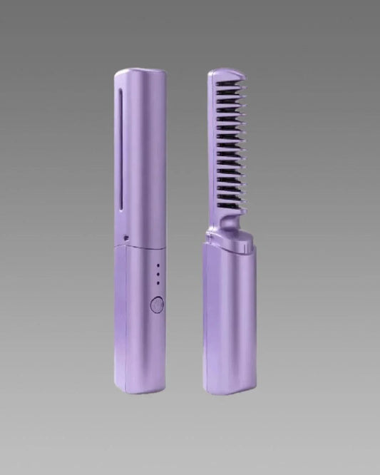 Meneflix Portable Mini Hair Straightener Cordless Rechargeable Mini Adjustable Hair Straightener Hot Comb - Shopping Point