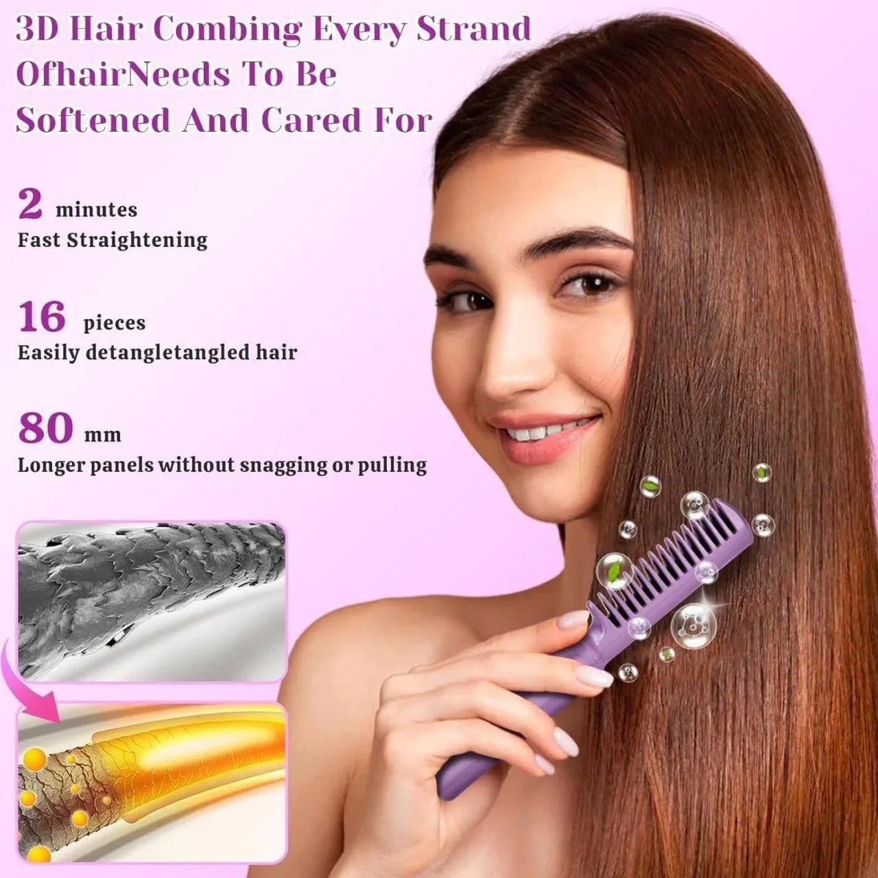 Meneflix Portable Mini Hair Straightener Cordless Rechargeable Mini Adjustable Hair Straightener Hot Comb - Shopping Point