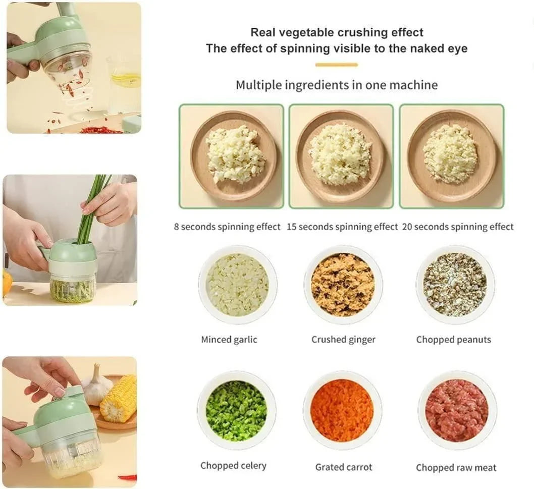 4 in 1 Portable Electric Vegetable Cutter Set - Shopping Point